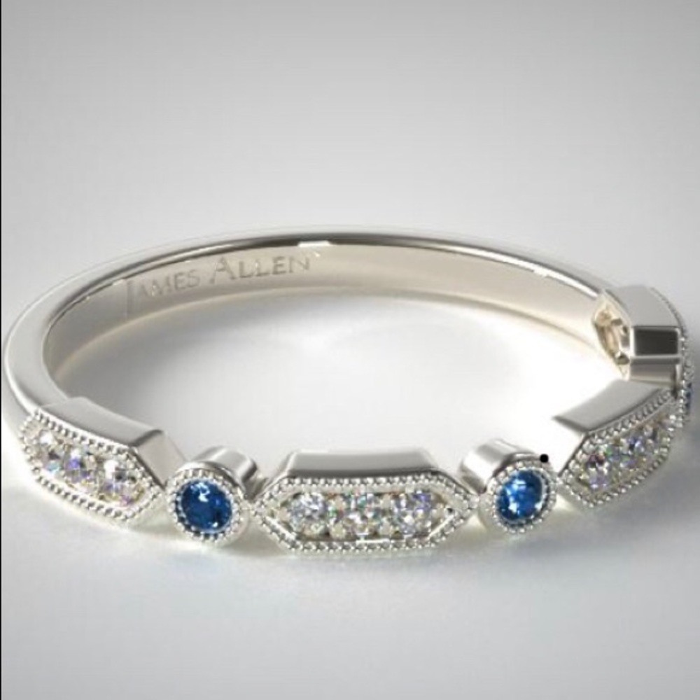James Allen diamond/sapphire ring 14 kt size 5.5